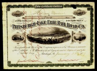 Stock Certificate Pittsburgh & Lake Erie Railroad Co Capital Stock 1880 ' S photo