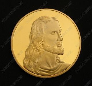 Jesus Christ Last Supper Son Of God Christian 24k Gold Plated Coin Token photo