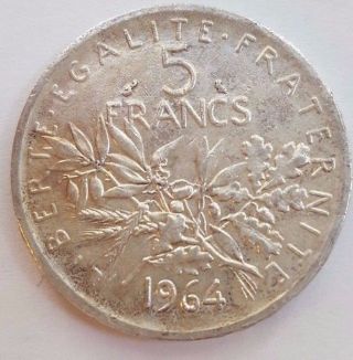 Fance 5 Francs 1964 Asw 0.  3221 Oz photo