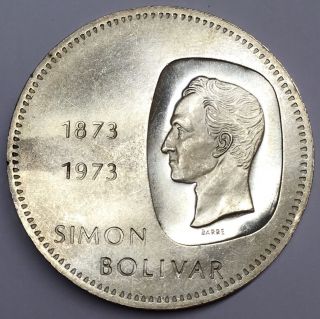 South America Venezuela 1973 10 Bolivares Silver Simon Bolivar Crown Coin photo