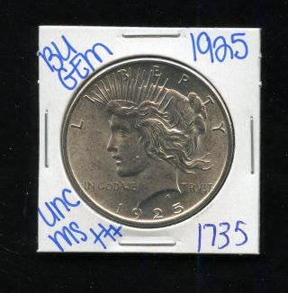 1925 Bu Gem Silver Peace Dollar 1735 Shipping/rare Estate/unc Ms, photo