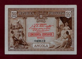 Portugal Portuguese Angola 50 Centavos 1923 P - 63 Vf,  (west Africa East) photo