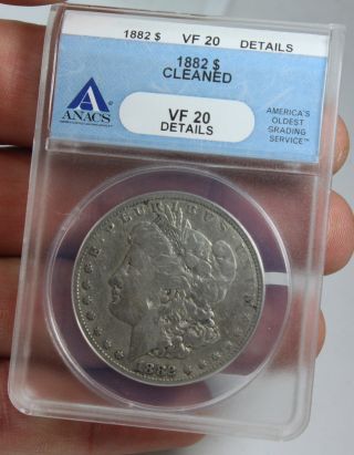 1882 - P Morgan Silver Dollar Anacs Vf 20 Details Coin photo