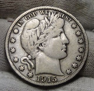 1915s Barber Half Dollar 50 Cents - Semi - Key Date,  (4811) photo
