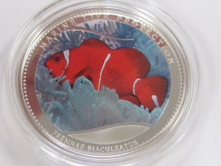 2011 Palau Anemone/ Marine Life Protection Silver $1 Coin With S/h photo