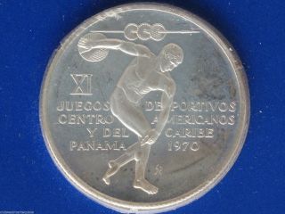 1970 Republic Of Panama Five Balboas Sterling Silver Proof Coin S1445 photo