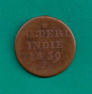 1839 - J Netherlands East Indies 2 Cents (double Duit) Island Of Dutch Sumatra photo