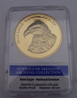 American Symbols Of Freedom Bald Eagle Coin Proof Layered In 24k Gold Coin photo