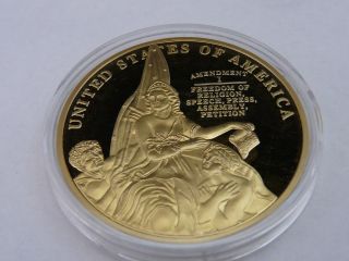2013 U.  S Constitution Bill Of Rights Proof 24k Gold Layered Coin W/coa photo