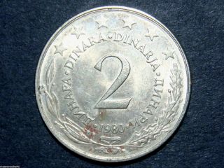 1980 Yugoslavia 2 Dinara,  Doubled Die Obverse - Au photo