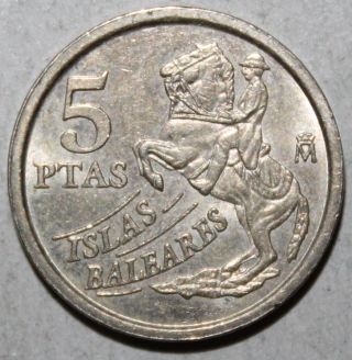 Spanish 5 Pesetas Coin,  1997 - Km 981 - Balearic Islands - Spain - Five photo