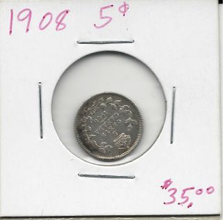 1908 Canadian Nickle 5 Cent photo