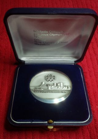 1976 Official 925 Silver Commemorative Olympic Medal Medallion Montreal Canada photo
