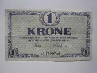 1921 Denmark 1 Krone photo