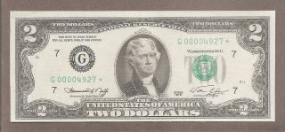 1976 G Chicago - $2 Au Fancy Low Starting S 0000.  4927 Star Note photo