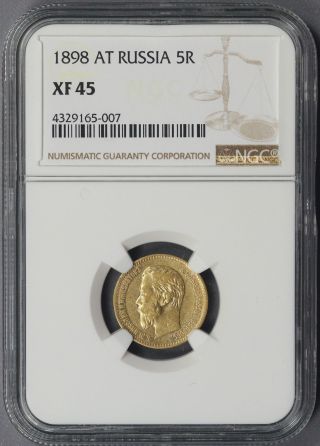 1898 At Russia Gold 5r 5 Roubles Xf 45 Ngc photo