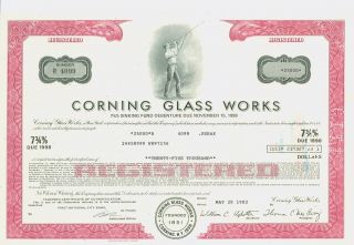 1973 Registered $25,  000 Bond Certificate Corning Glass photo