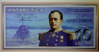 Antarctica 2001 Specimen $10 Bank Note Gem Cu Serial 0000 - - - photo