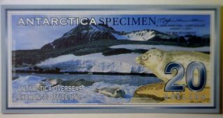 Antarctica 2001 Specimen Glacier $20 Bank Note Gem Cu Serial 0000 - photo