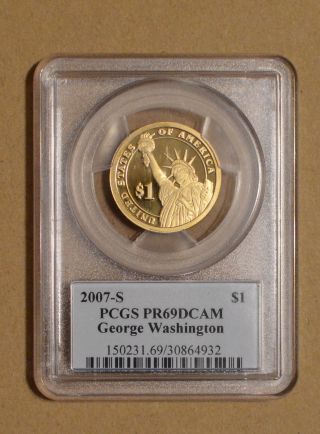 2007 - S George Washington Presidential Dollar Pr69dcam Pcgs Proof 69 Deep Cam Pl photo