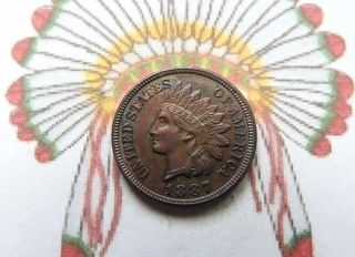 1887 Indian Head Cent Au - Bu photo
