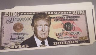 Of 100 Donald Trump For President Money 2016 Usa Dollar Bills Us photo