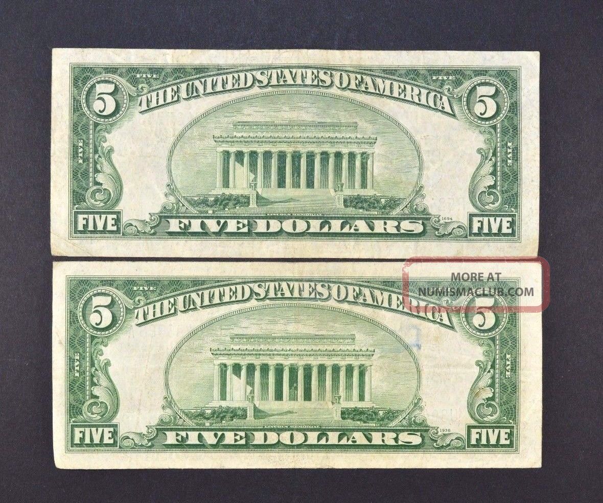 2 1934 D $5 Five Dollar Silver Certificate Blue Seal United States