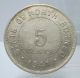 British North Borneo 1941 - H 5 Cents Copper - Nickel Coin Au Asia photo 1