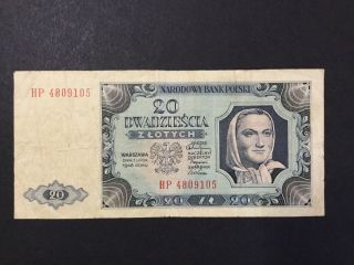 1948 Poland Paper Money - 20 Zlotych Banknote photo