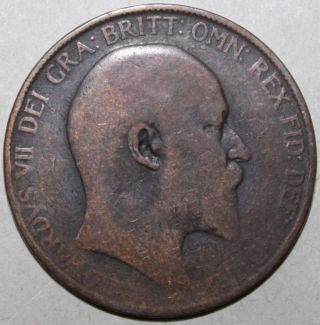 British Large Penny Coin,  1907 - Km 794 - Edward Vii United Kingdom Uk Britain photo