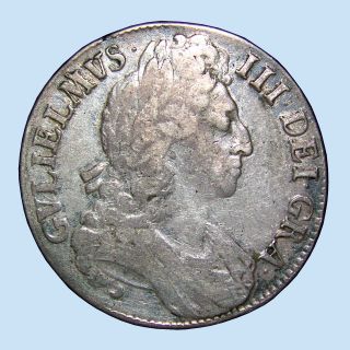 1696 Silver Crown,  William Iii,  Octavo,  1694 - 1702 Great Britain,  About Vf,  $nr$ photo