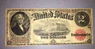 1917 Large Size Note $2 Two Dollar Bill Red Seal Banknote photo