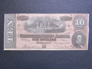 Confederate States Of America - Currency Note - $10 - 1864 - Note photo