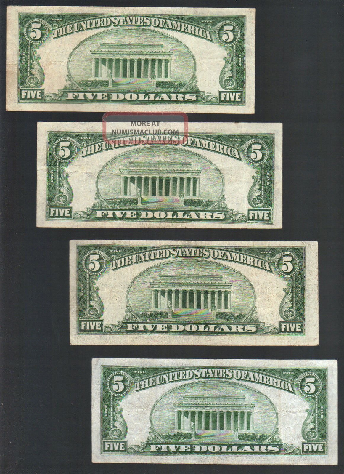 5 1934 Five Dollar Bill Blue Seal Silver Certificate Note Old Vintage Currency
