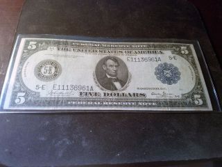 1914 5 Dollar Federal Reserve Note photo