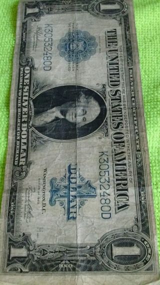 1923 $1 Silver Certificate Large Size Note Horse Blanket Paper Estate (large) photo