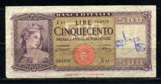 Paper Money Italy 1947 500 Lire photo