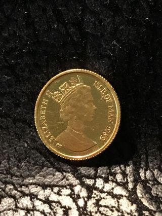 1989 Gold Crown 1/25 Oz Isle Of Man - Persian Cat Coin Inv 3827 photo