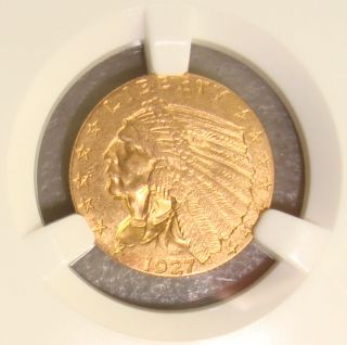 1927 Indian Head $2.  50 Gold Quarter Eagle Ngc Ms61 photo