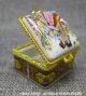 44mm Chinese Colour Porcelain 2 Woman Jewelry Pearls Casket Ring Box Y Coins: Ancient photo 1