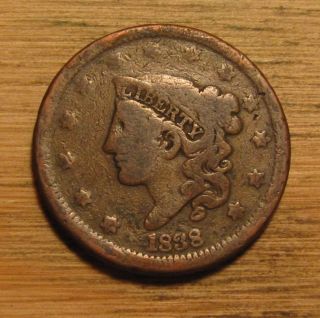1838 Matron Head Large Cent - Young Head photo