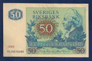 Sweden 50 Kronor 1989 P - 53d King Gustaf Iii / Carl Linnaeus Botanist photo