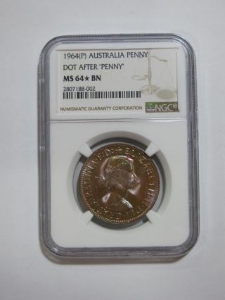 Australia Penny 1964 P Dot Uncirculated Ngc Graded Ms64 Star Coin Rainbow Toned photo