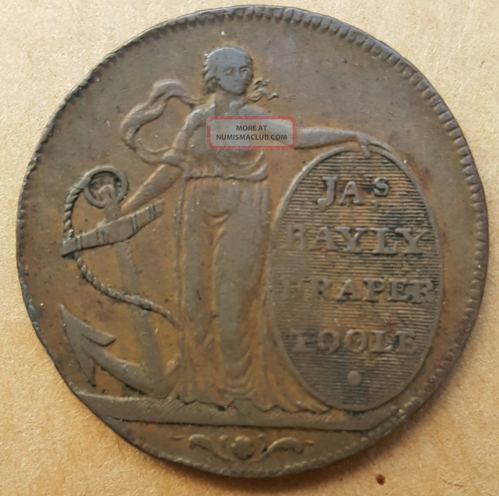 1795 Great Britain Dorsetshire Poole Half Penny Conder Token D h 6