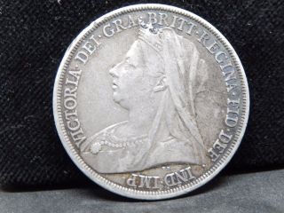 Uk (great Britain) 1 Crown 1893 Victoria Silver Coin (km 783) Vf, photo