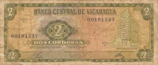 Nicaragua 2 Cordobas 27.  4.  1972 Series C Circulated Banknote K2 photo