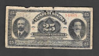 Mexico 25 Centavos 1915 Circulated Banknote photo