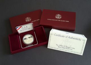 1992 S Us Olympic Baseball $1 Commemorative Proof Coin In Boxes & W/coa photo