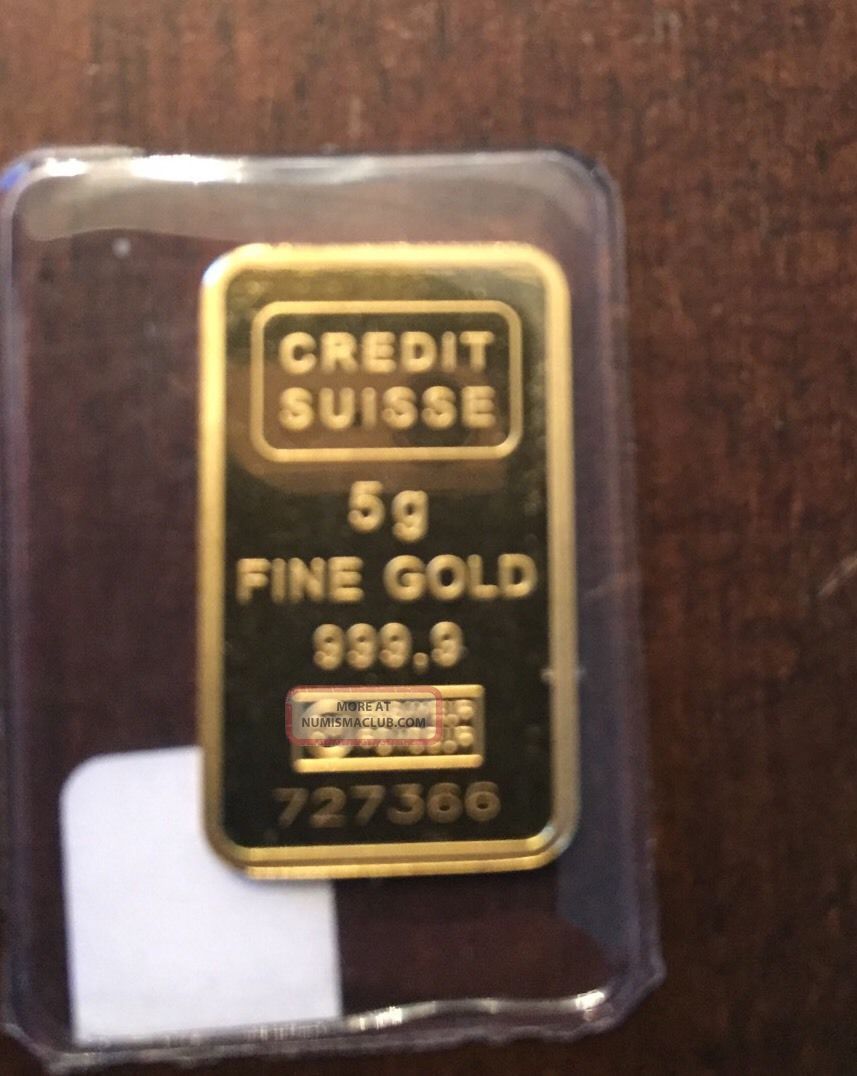 5 Gram Credit Suisse 24k Gold Bar. 9999 Liberty