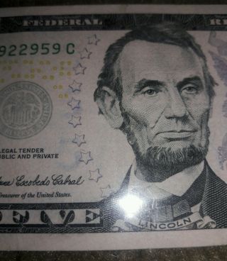 2006 $5 Dollar Federal Reserve Note Insufficient Ink Error 